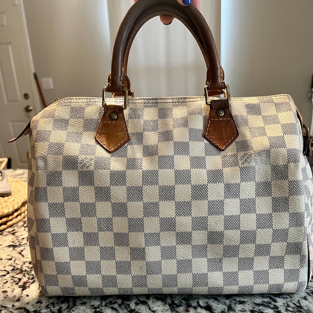 LOUIS VUITTON Authentic 
Speedy 30 Damier Azure